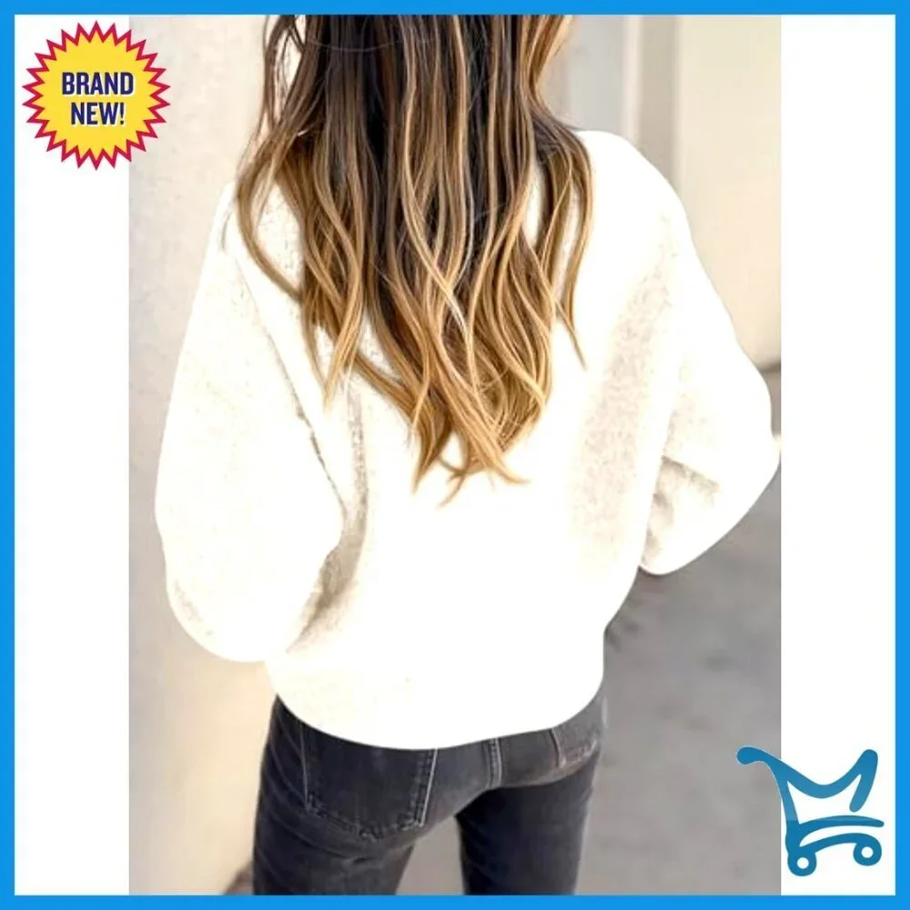 Oversized Chunky Knit Cardigan V-Neck Button Down Long Sleeve Sweater